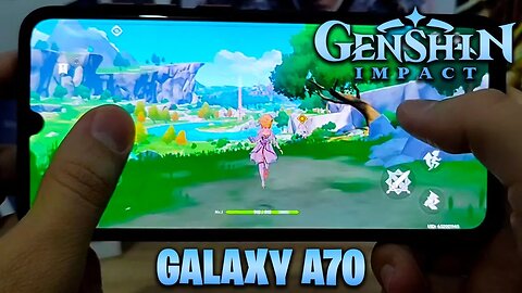 Gameplay de Genshin Impact rodando no Galaxy A70