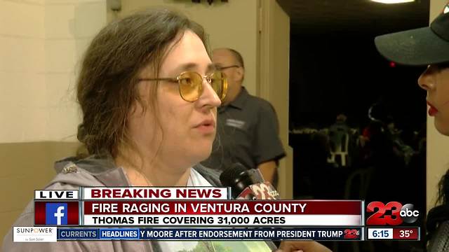 An evacuee shares her story in the Thomas Fire.