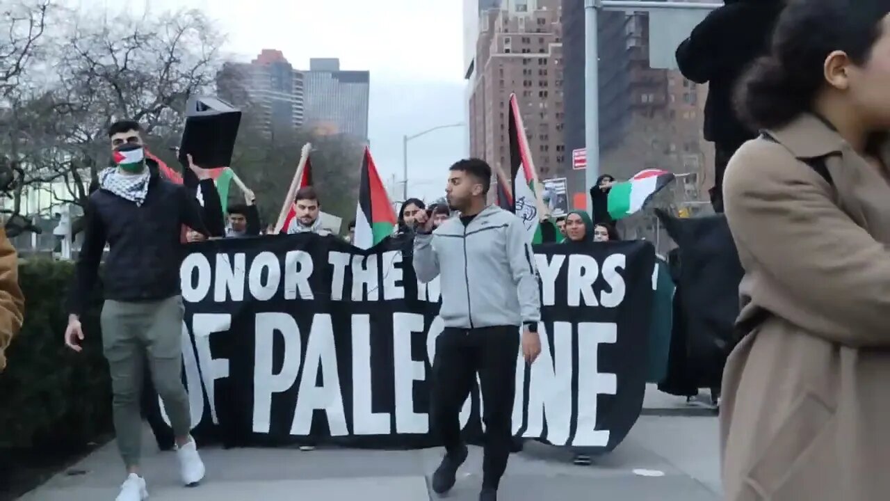 The NYC Rally In Solidarity with Jenin Nablus Huwarra Palestine outside the United Nations 3/17/23