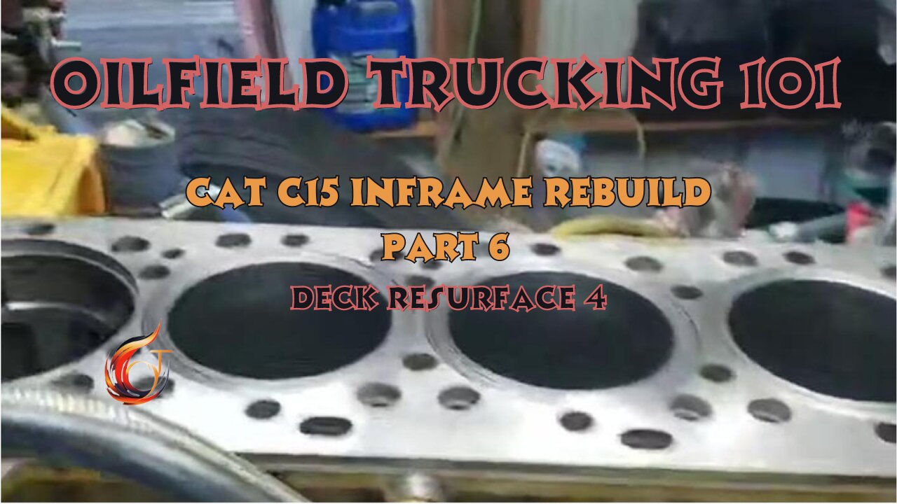 Caterpillar c15 inframe rebuild part 6. Deck resurfacing by hand 4