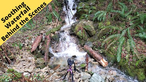 soothing waterfall behind the scenes