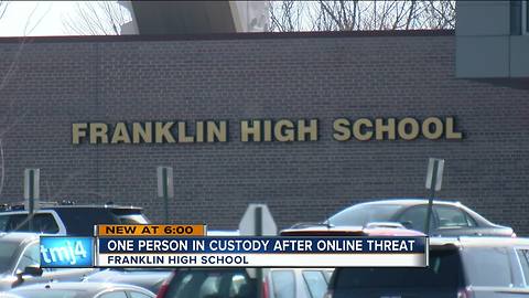 One person in custody after online threat at Franklin High School
