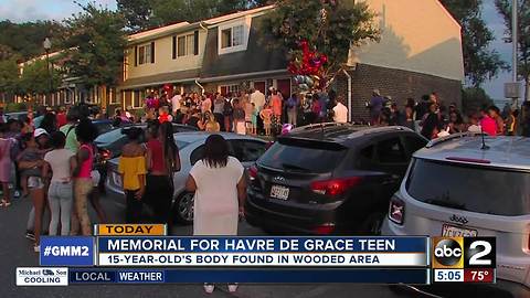 Memorial for teen found dead in Havre De Grace