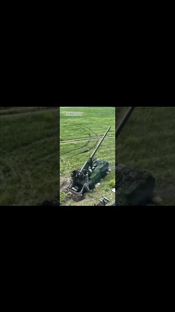 A shot from a 2s7m gun with a caliber of 203mm from the air