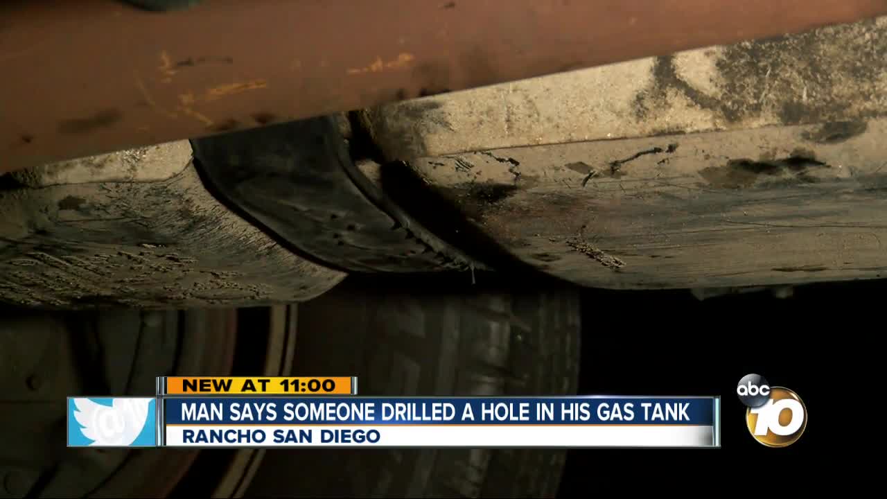 Hole drilled in truck gas tank in Rancho San Diego