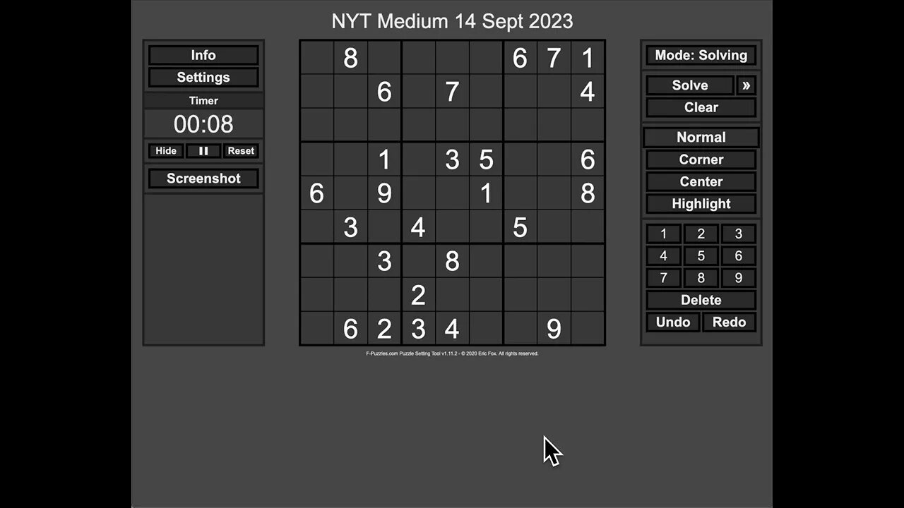 #Sudoku 2023 09 15 medium - not too shabby