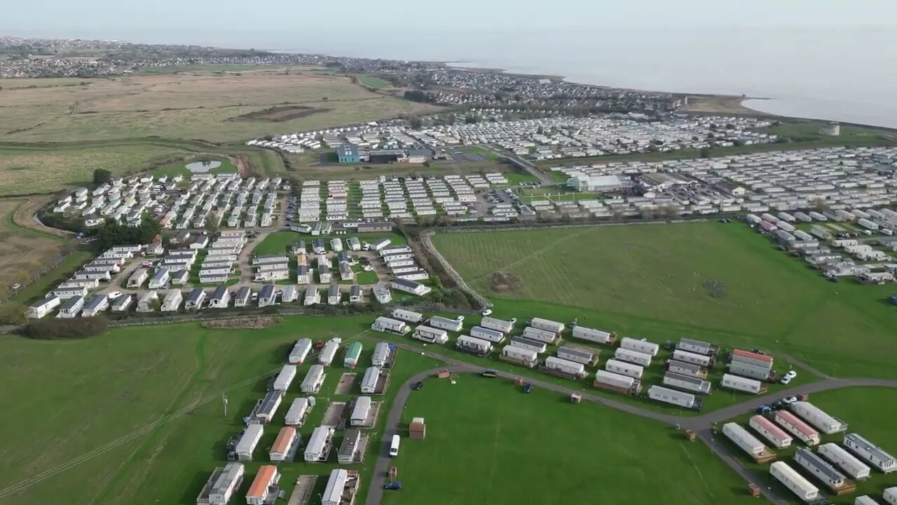 DJI Mini 3 pro drone flying at The Sailor Boy St Osyth Beach Holiday Parks Clacton on Sea Essex P1