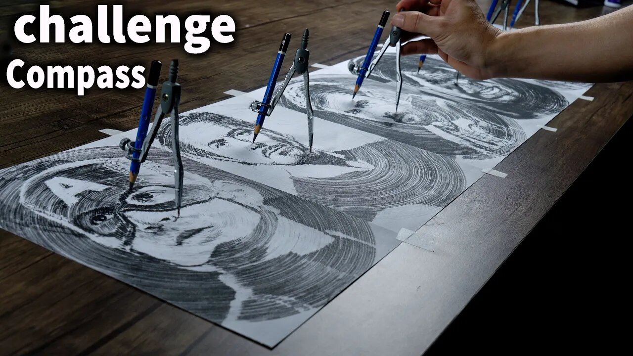 CHALLENGE _ Use Compass To Draw Many Drawings On One Sheet Of Paper