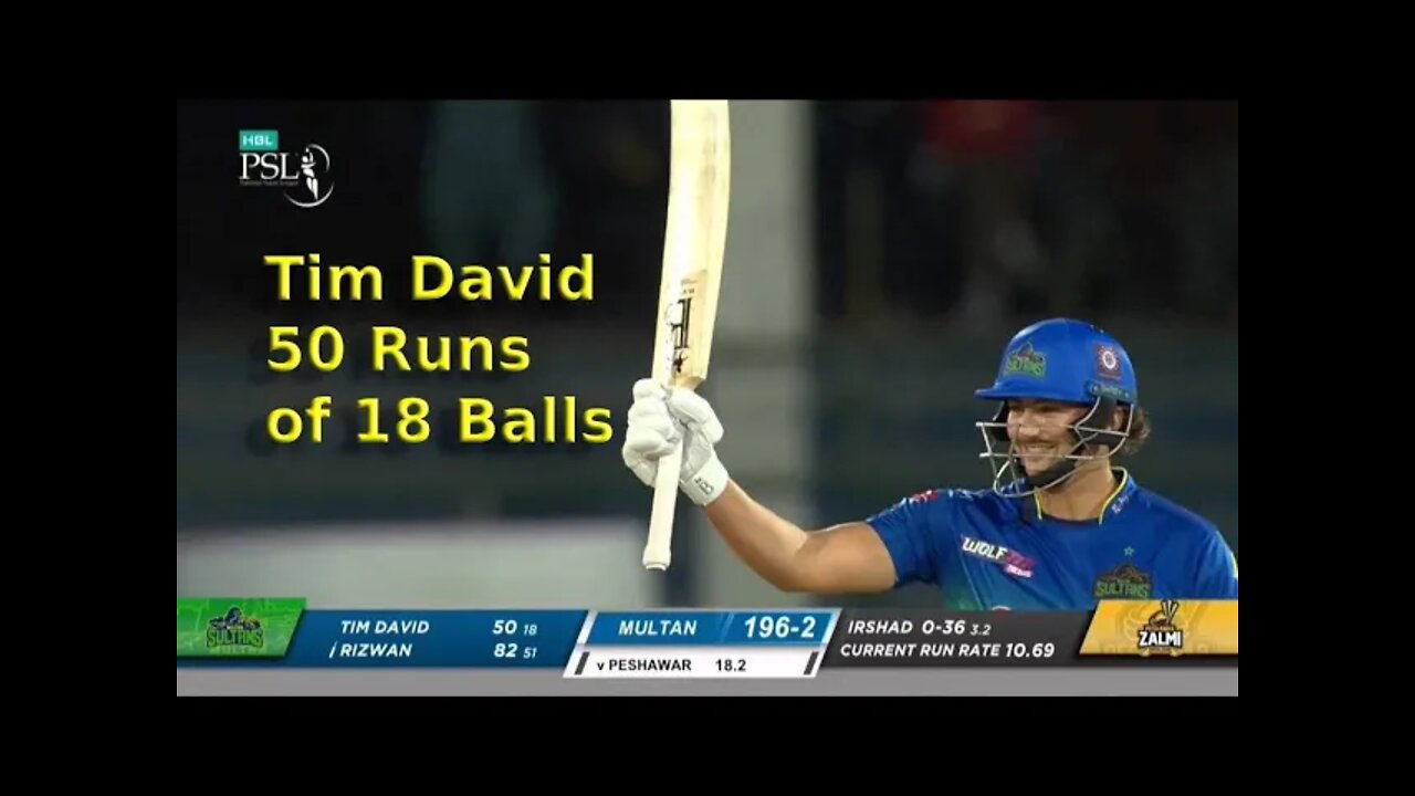 Tim David 50 runs of 18 balls.