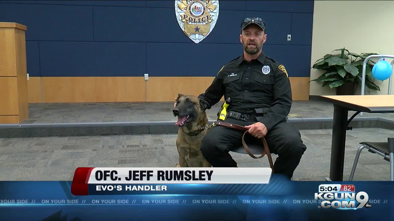 Ceremony to honor Evo for 8 years of service with TPD K9 unit