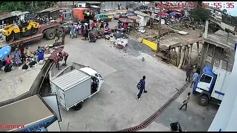 Truck carrying timber causes mayhem!