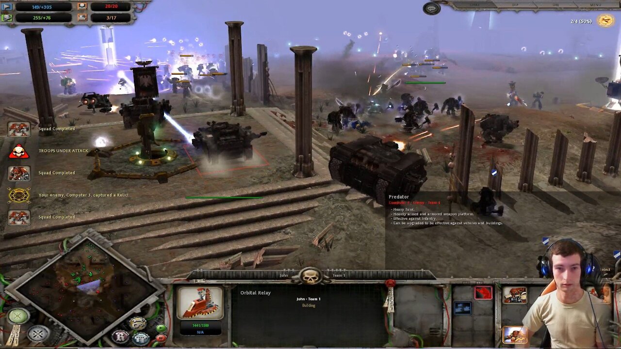 Epic Dawn of War Dark Crusade Space Marine Vs. 3 Hard AI Speed game