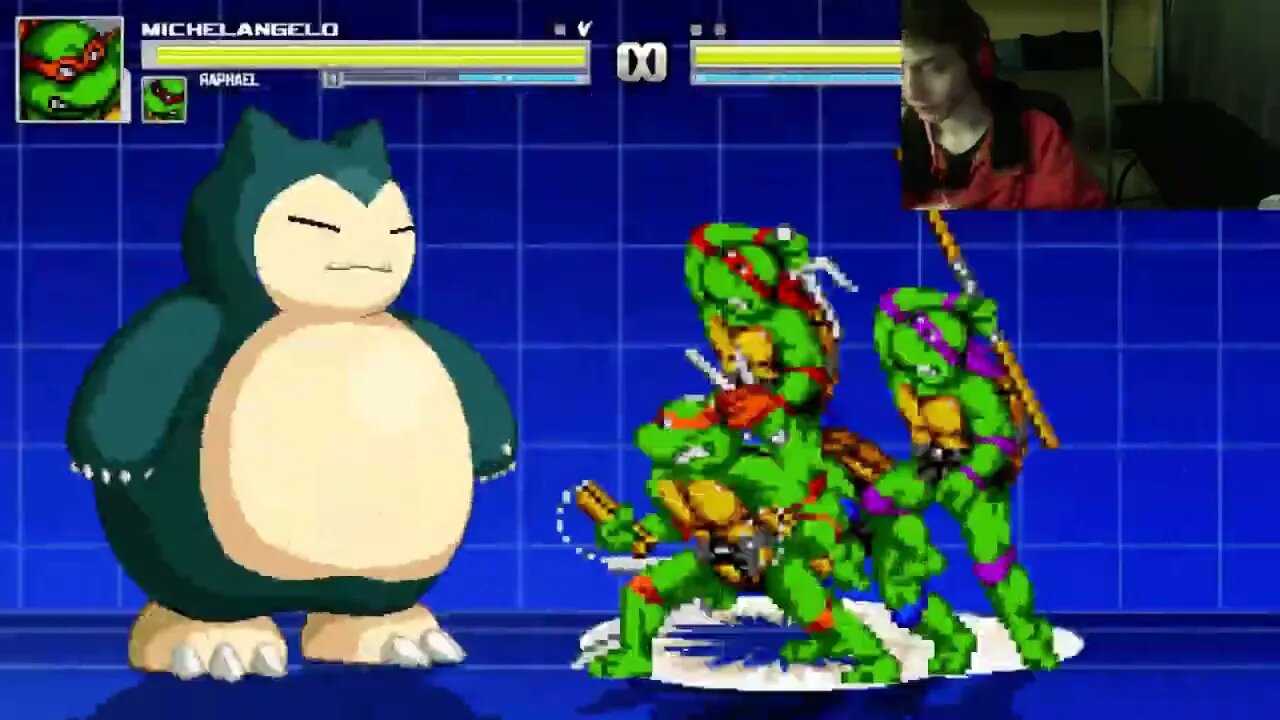 Teenage Mutant Ninja Turtles Characters (Leonardo And Raphael) VS Snorlax In An Epic Battle In MUGEN