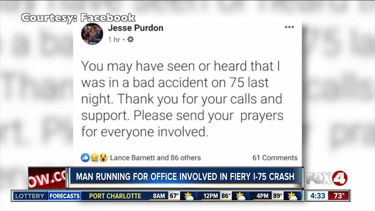 FHP: Local political hopeful involved in fiery I-75 crash