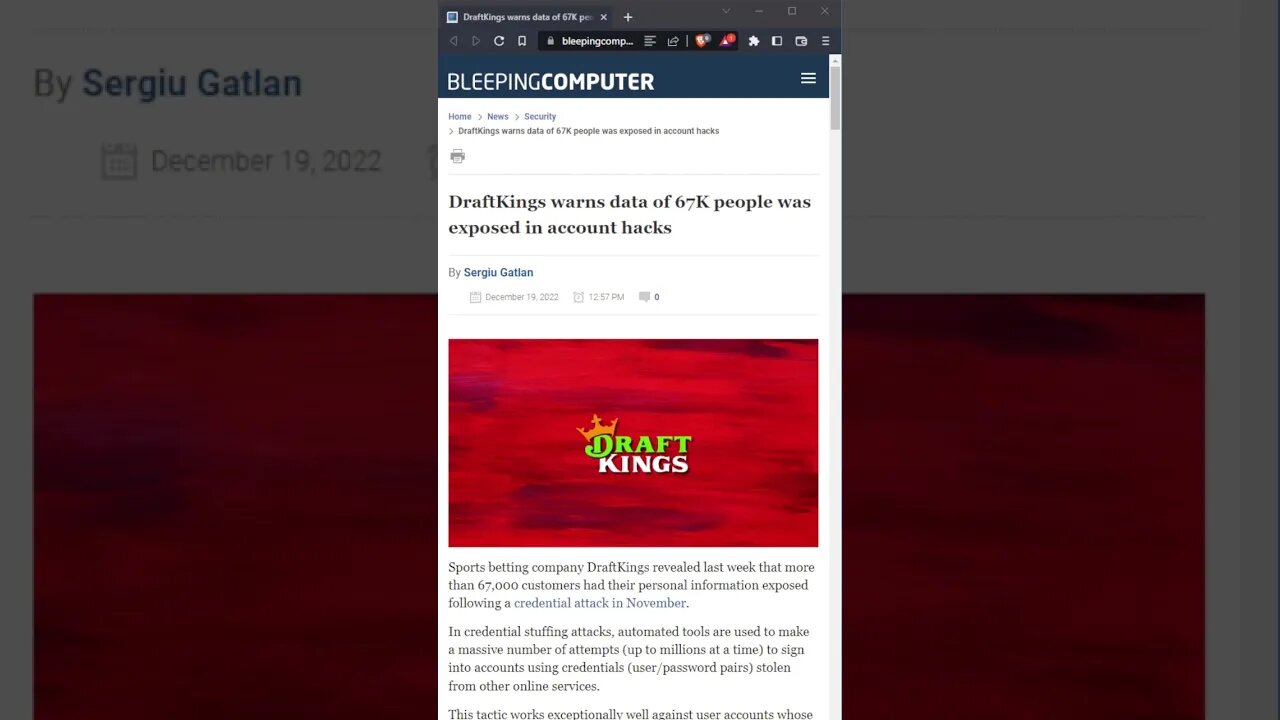 Draft King reports almost 68k accounts hacked. #hackingnews #draftkings #cyberattack #hacker