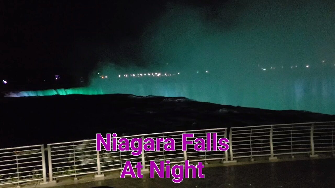 Niagara Falls At Night With Colored Spotlights