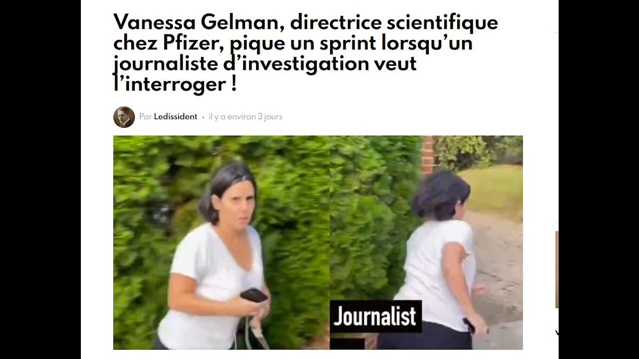 Vanessa Gelman directrice scientifique de Pfizer fuit quand 1 journaliste l’interroge sur les fétus