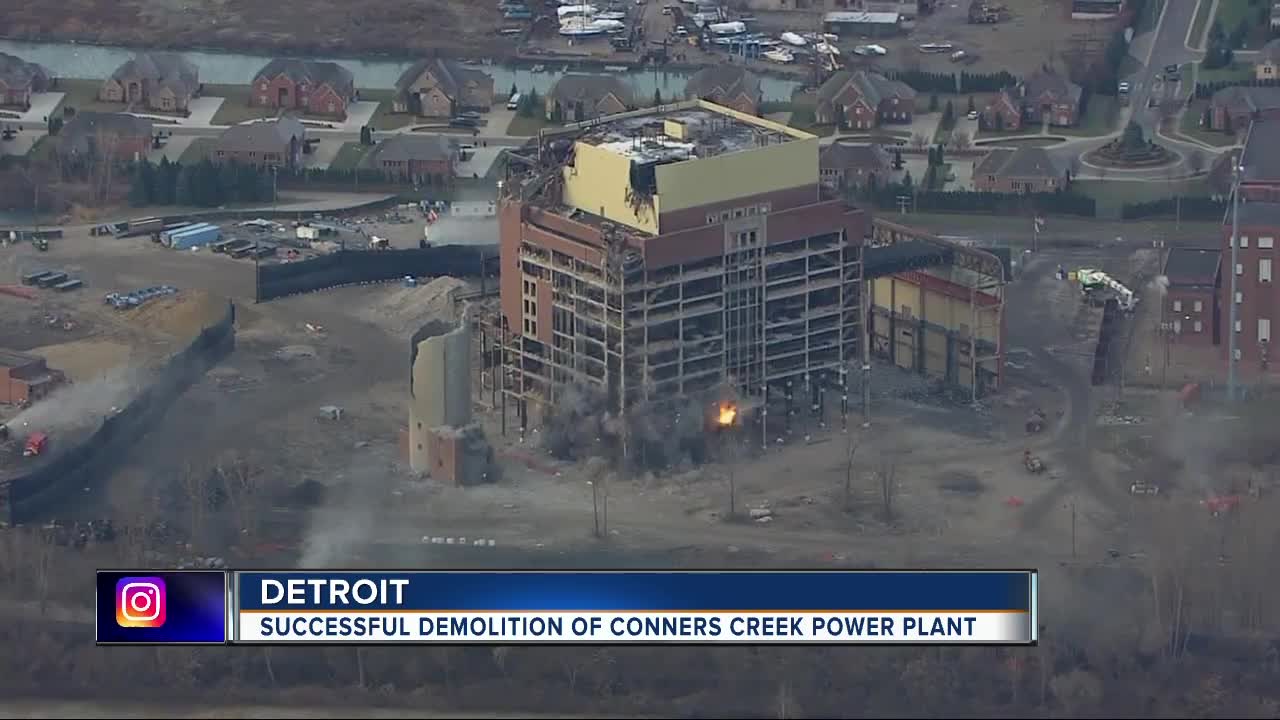 Crowds gather to watch demolition of DTE Energy's Conners Creek Power Plant