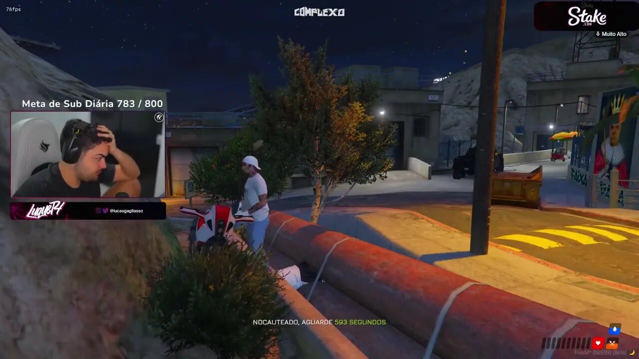 Luquet4 morr3 de queda e fica tiltado com o chat kkkk | GTA RP - CPX