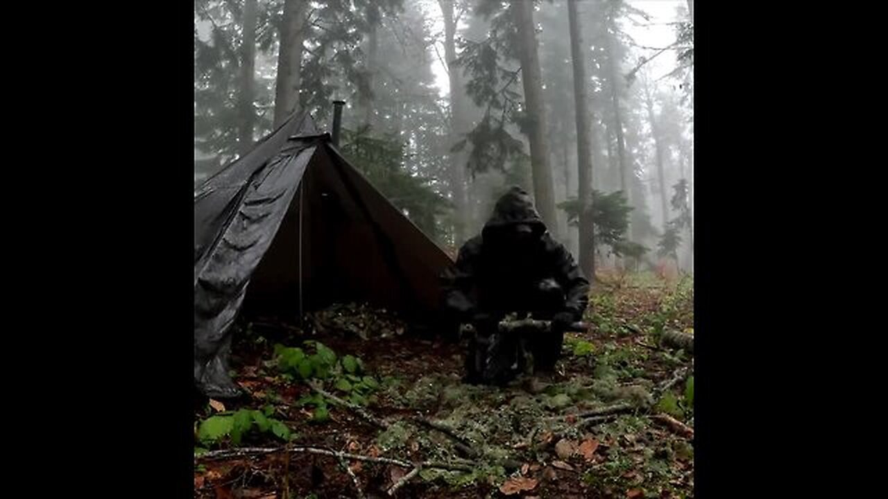 winter hottent camping in the wilderness