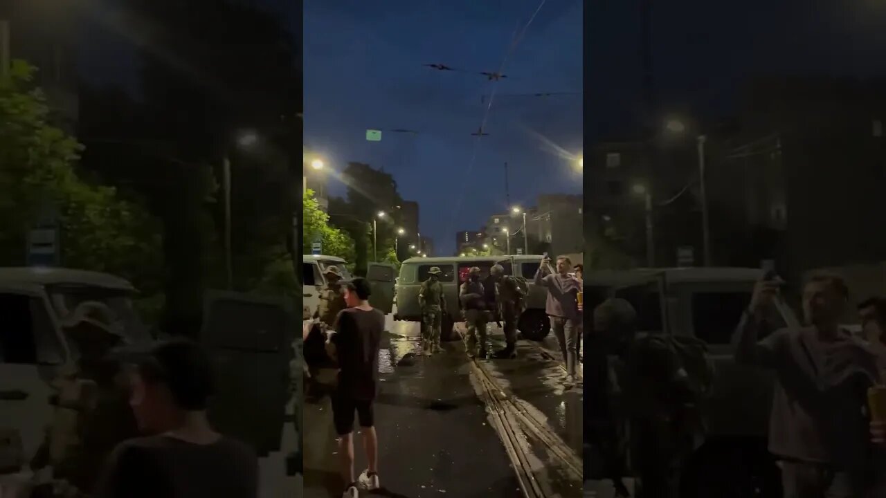 Mercenários de Prigozhin em Rostov comemorando o fim da tentativa de golpe de estado na Rússia.#news