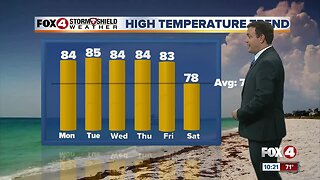 Forecast: Lows in the 60s and highs in the 80s Monday