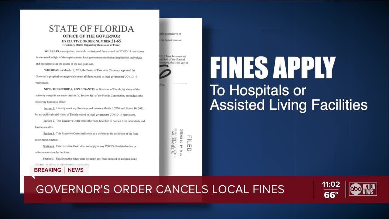 Florida Executive order canceling local fines unveiled