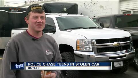 Gas station customer initiates Butler police chase of stolen car