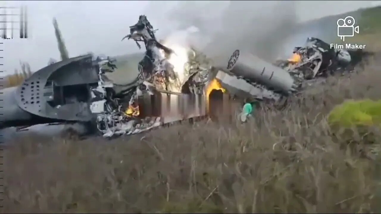 The wreckage of Ukrainian Mi-8 shotdown by Russian Igla manpad