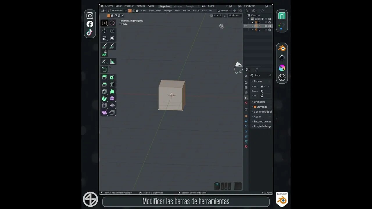 #Blender . Con el raton puedes cambiar el tamaño, modo y alineacion del menu de herramientas.