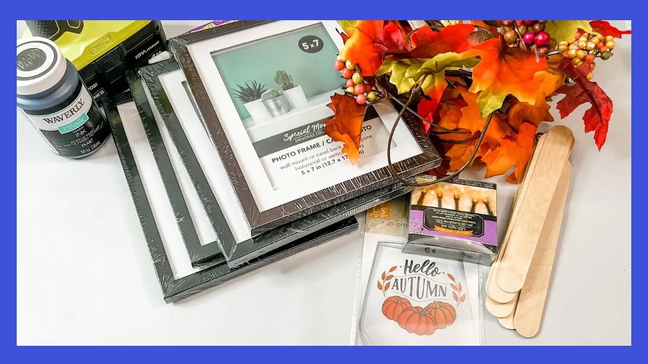 Dollar Tree Fall Decor DIY || Using Frames & Rub on Transfer || Just 1 Easy Craft