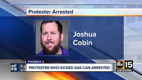 Man accused of kicking tear gas canister at Phoenix police