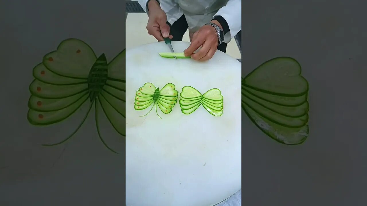 Cucumber Cutting Butterfly Tutorial is here! #ytshorts #youtubeshort #foryou #freefire #food