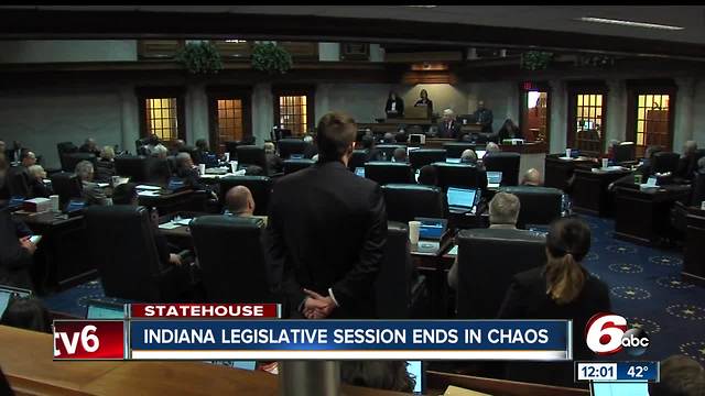 Indiana legislative session descends into chaos on final day