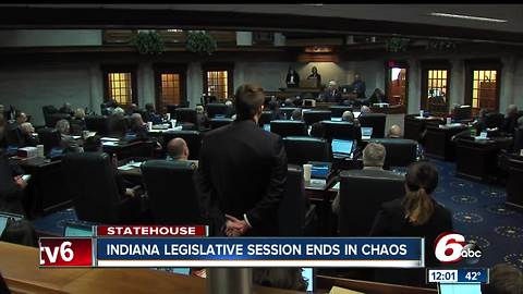 Indiana legislative session descends into chaos on final day