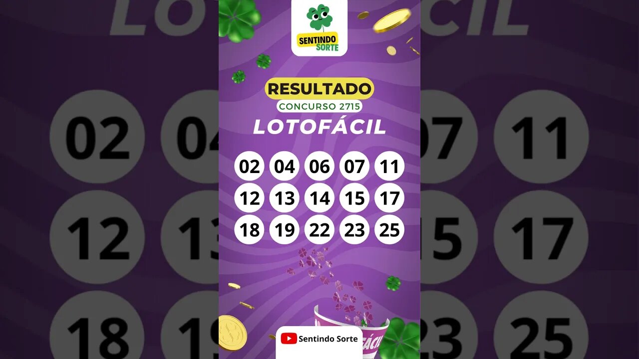 🍀 Resultado LOTOFACIL 2715 | Sentindo Sorte #shorts