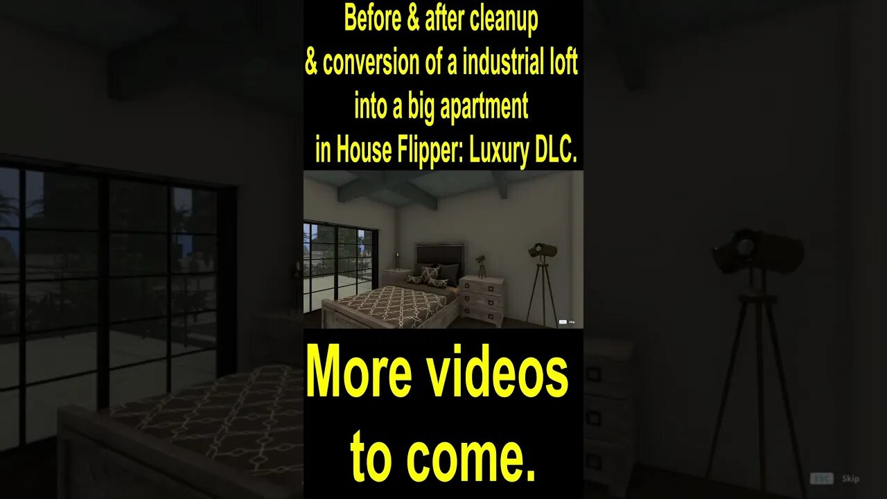 Before & after cleanup & conversion of a loft into a big apartment in House Flipper: Luxury DLC