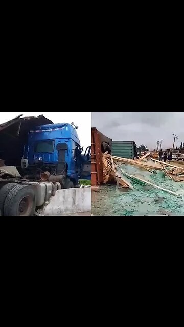 Millions of Naira lost as glass-laden truck rams into a shop in Badagry, Lagos.