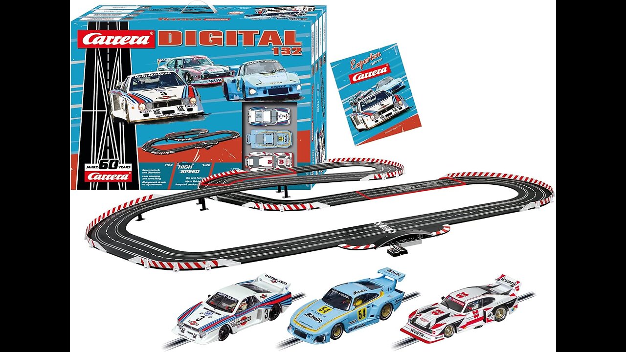 Sistema de pista de carreras digital premium con pista a escala 1:24 y autos a escala 1:32