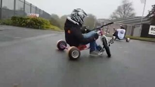 Bunch of youngsters take to English street for extreme downhill drift triking