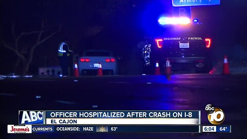 CHP officer seriously injured after being hit by suspected DUI driver on I-8 in El Cajon