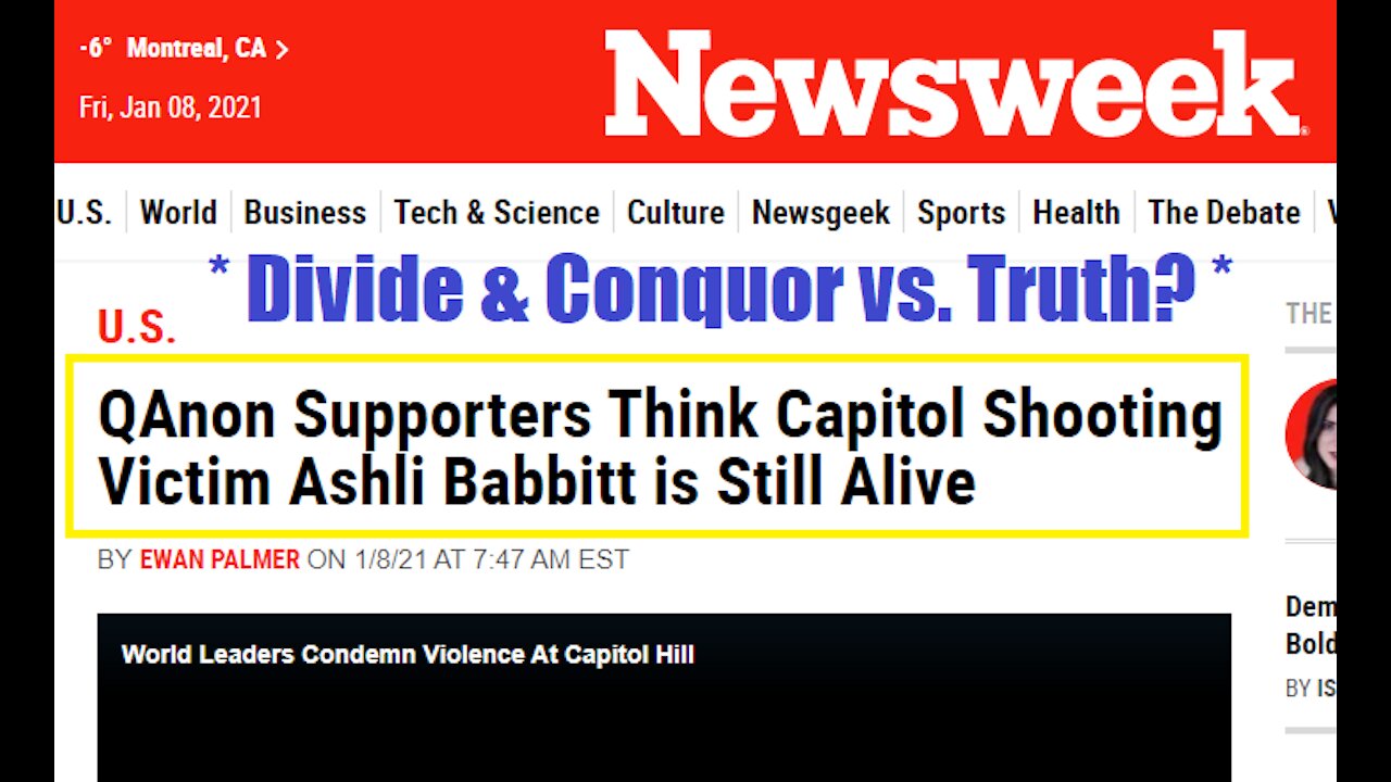 FALSE FLAG? Ashli "Babbitt" Shot? Antifa-Style Attacks Started It? Everyone Relaxes Waiting For It?