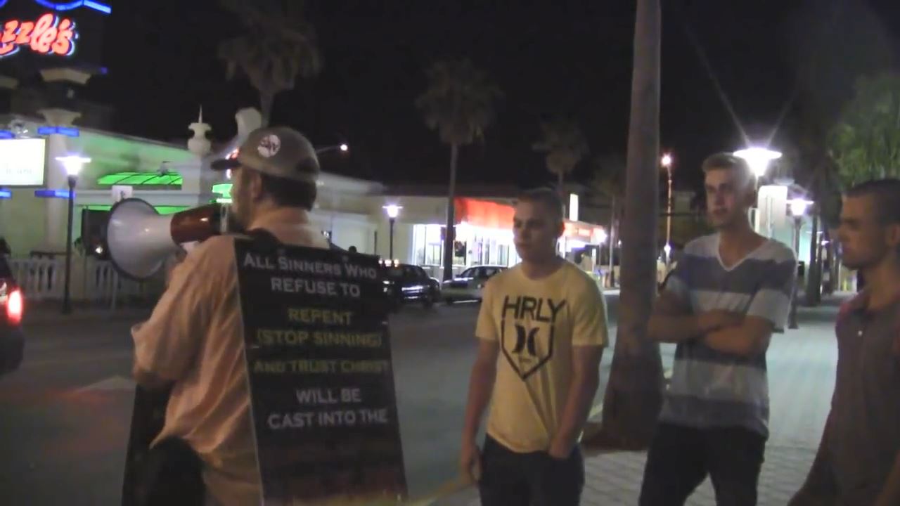 Street Fighter "Defends" Street Preacher! - Daytona Beach Spring Break 2013 - Kerrigan Skelly