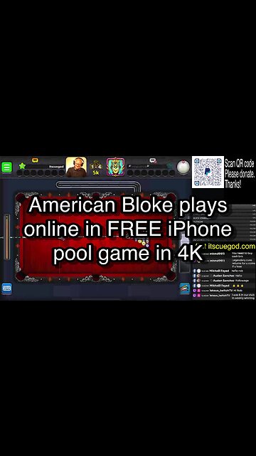 American Bloke plays online in FREE iPhone pool game in 4K 🎱🎱🎱 8 Ball Pool 🎱🎱🎱
