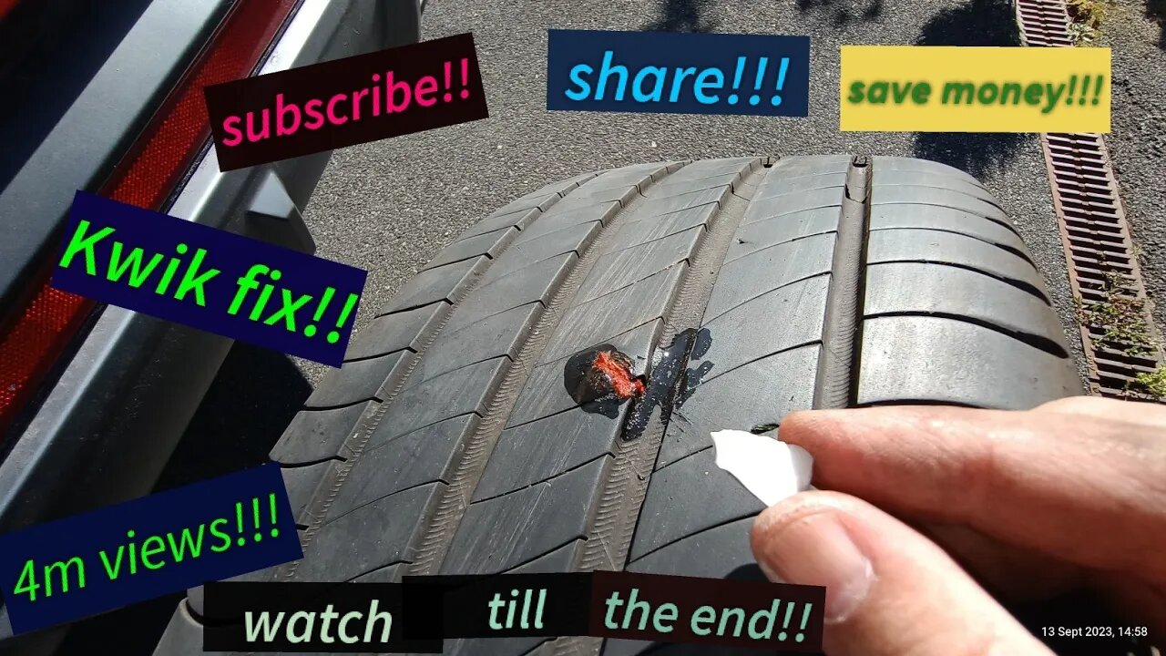 quick fix! please watch till the end! tire or tyre puncture repair! flat tire quick fix! 1080p