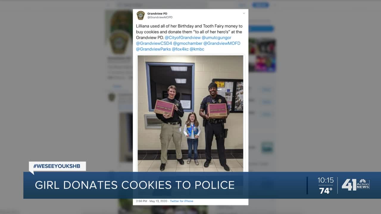 #WeSeeYouKSHB: Grandview girl buys cookies for police