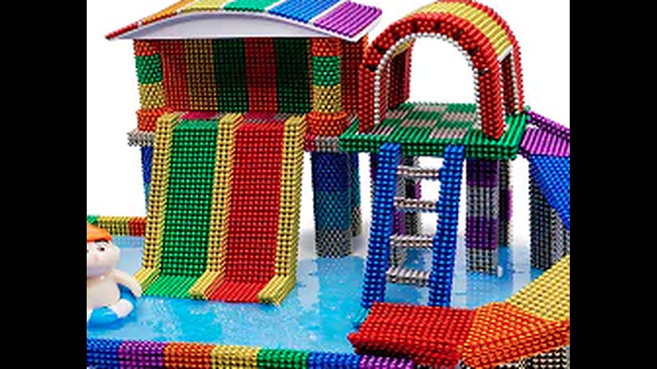 DIY | How to build a playground with pool and slide from magnetic balls