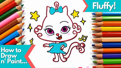 How to draw and paint Fluffy from Gabby's Dollhouse