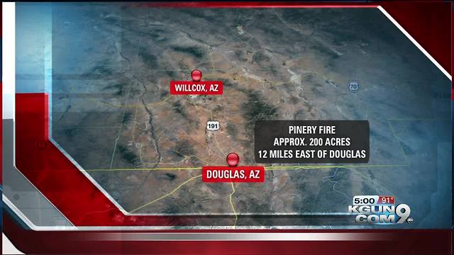 200 acre wildfire burning between Douglas and Willcox