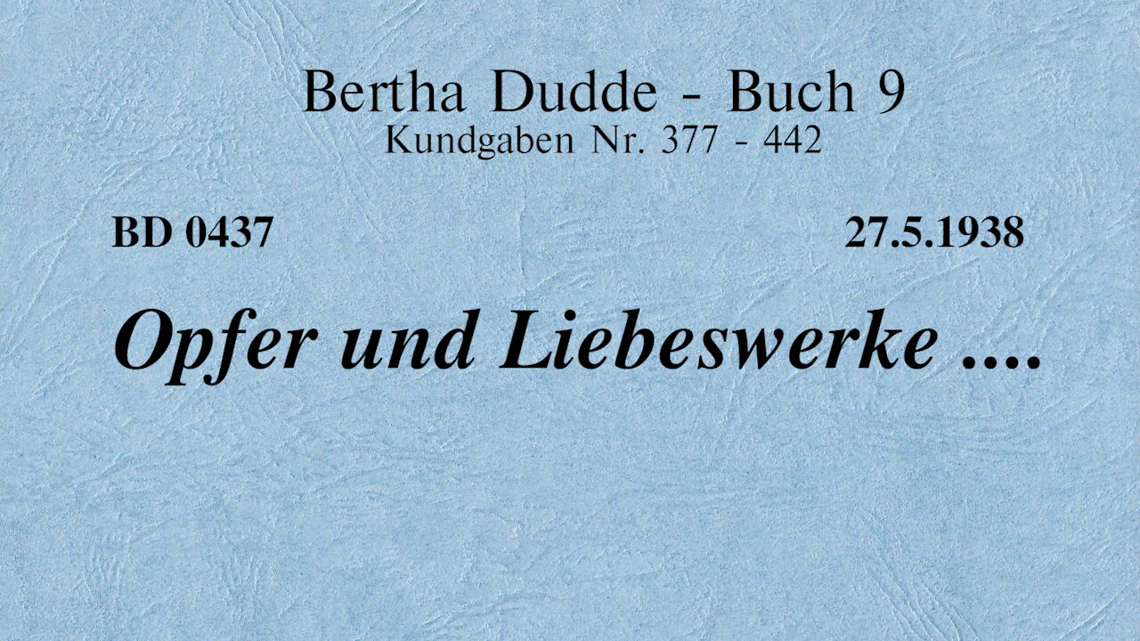 BD 0437 - OPFER UND LIEBESWERKE ....